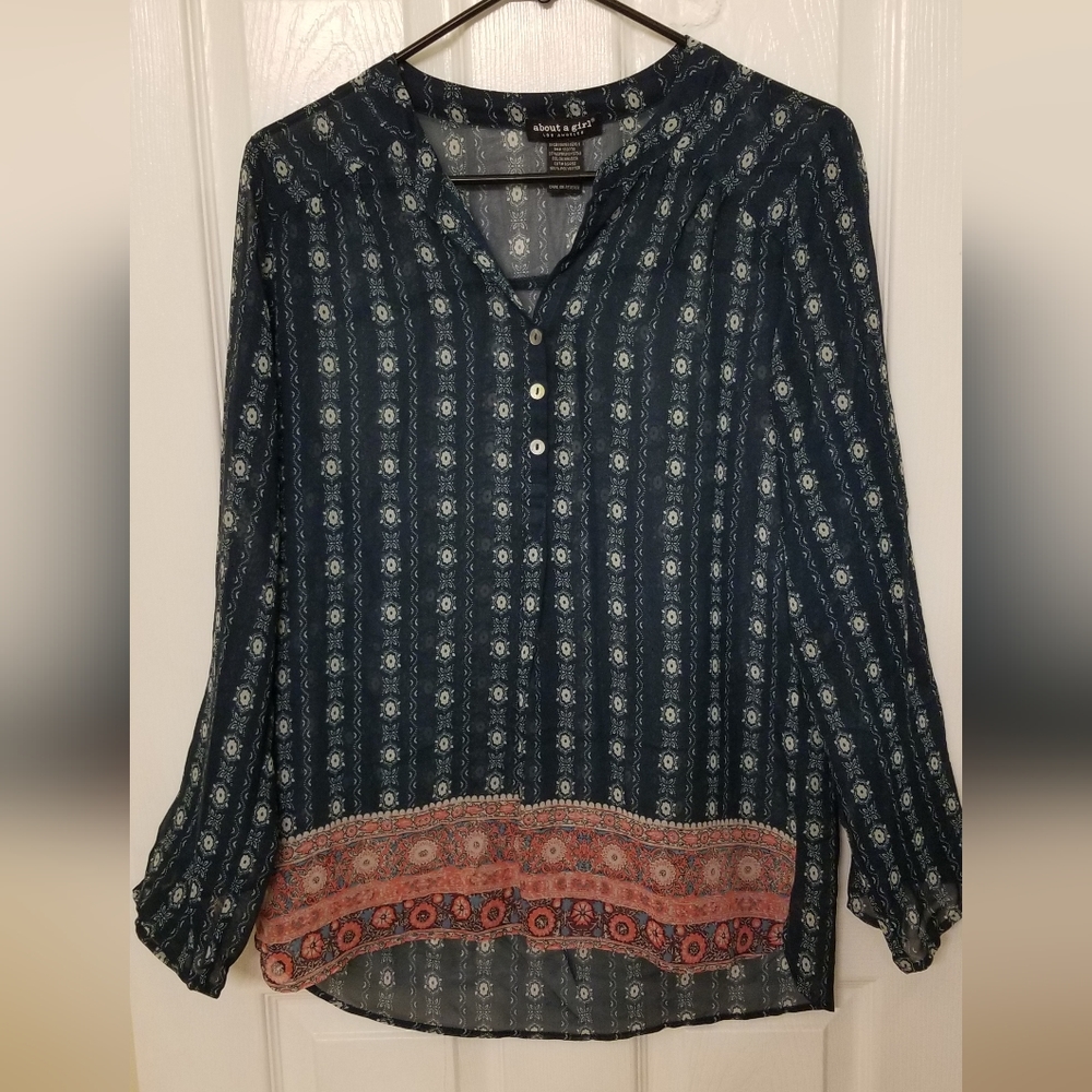Chiffon Henley Shear Top